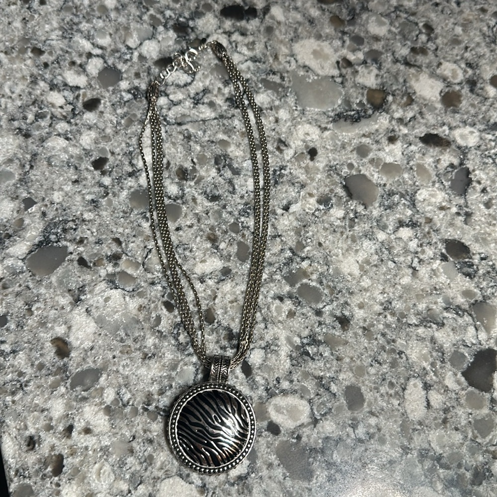 Premier design zebra silver tone necklace